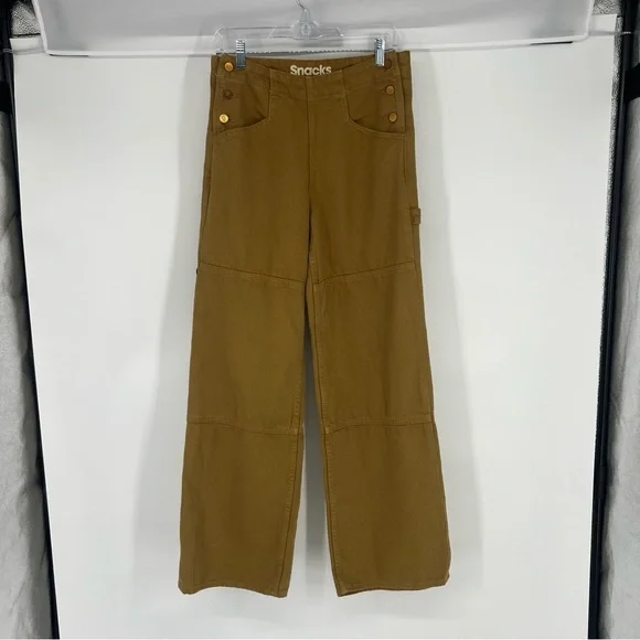 Snacks by Mother The Smoothie Green Utility Skimp Denim Pants in Bronze Mist 26 - Picture 2 of 11